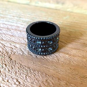 Black rhinestone ring